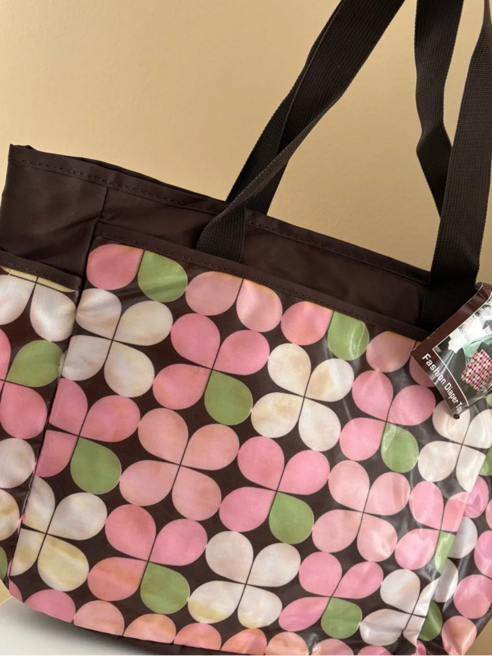Fashion Diaper Tote - Brown & Pink Print